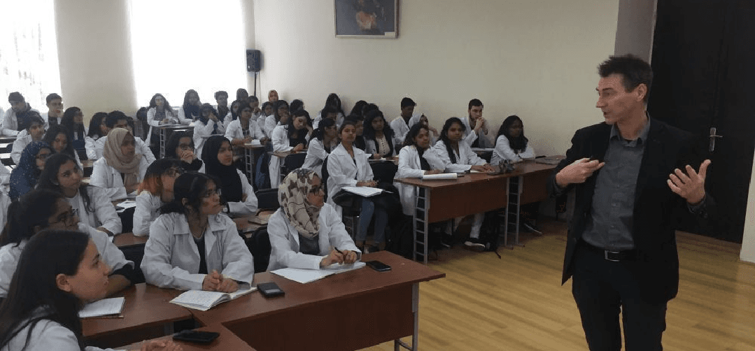 Medical students in a classroom at Tbilisi State Medical University